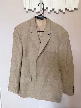 Men's Tan Linen-Blend Single-Breasted Sport Coat